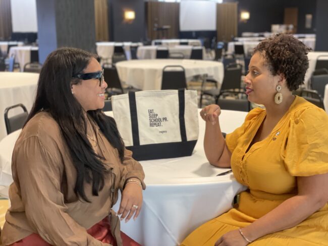 Lesley mentors a school PR practitioner.