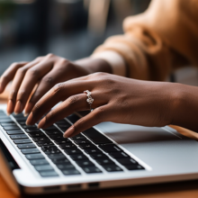Woman typing on a laptop