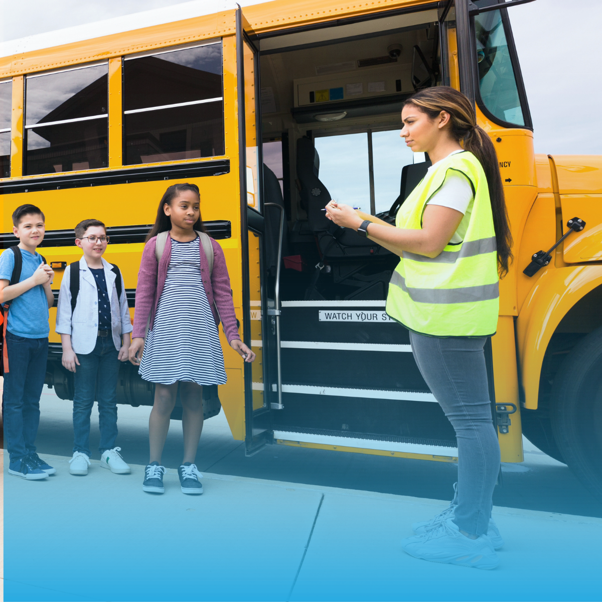Children in line for the school bus