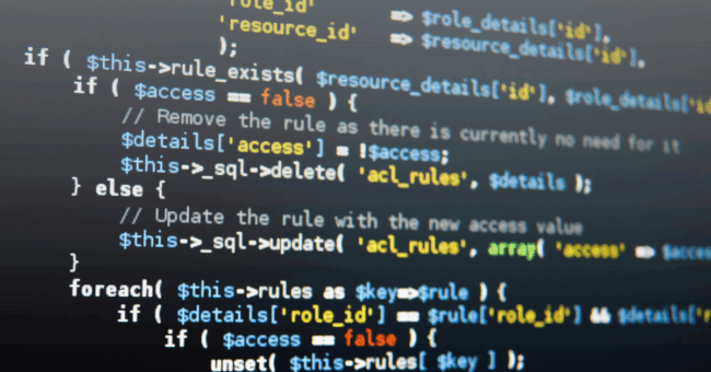 Coding text on black screen
