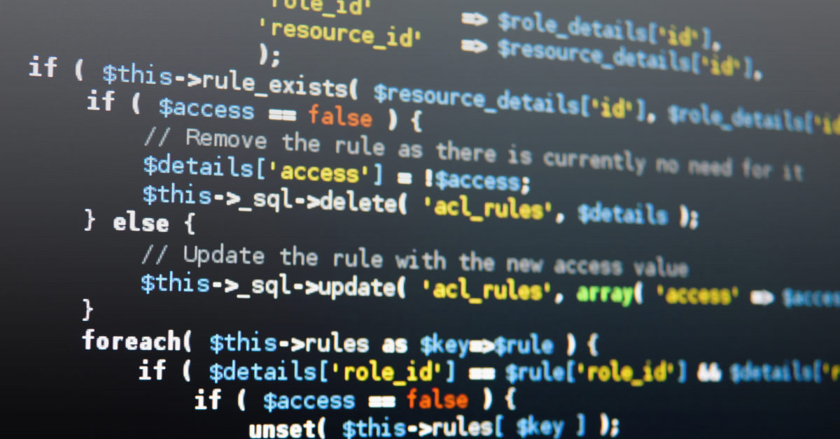 Coding text on black screen