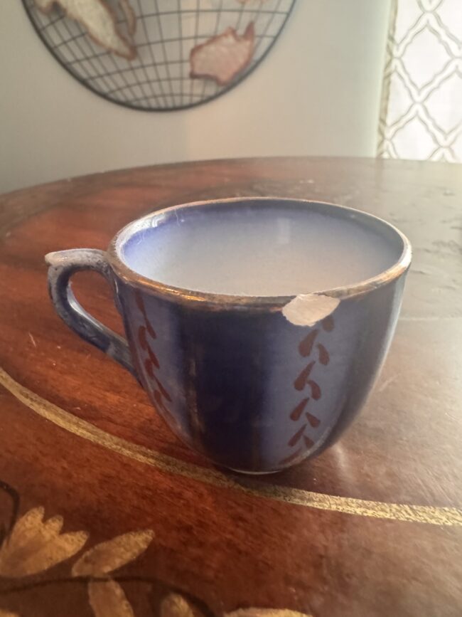 Author's cracked tea cup