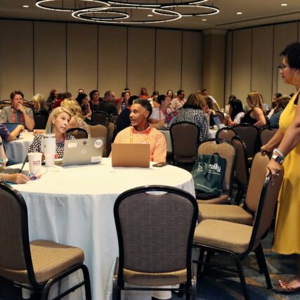Lesley Bruinton leads a professional learning session on ethics for school communication professionals.